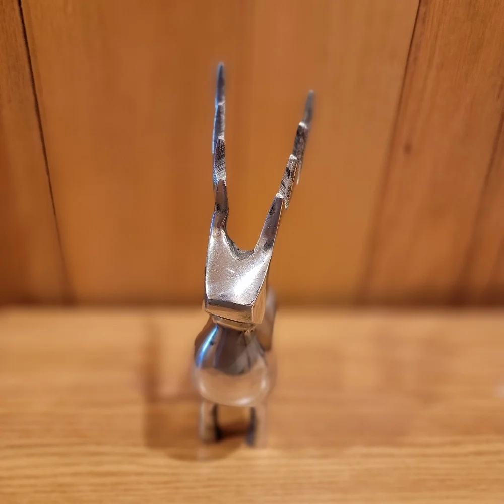 Pair Silver Metal Tabletop Deer 8